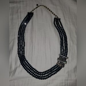 HEIDI DAUS "Armour Intrigue" (Jet) 4-Row Beaded "Buckle" Necklace